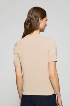 Cárdigan beige de manga corta abotonado con logo Rigby Go