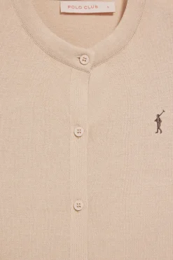 Cárdigan beige de manga corta abotonado con logo Rigby Go
