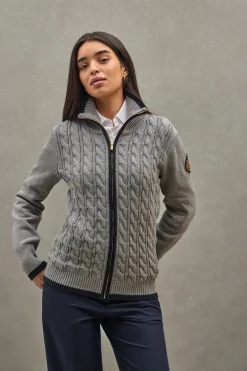 Cárdigan gris vigoré con parche naútico Polo Club