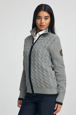 Cárdigan gris vigoré con parche naútico Polo Club