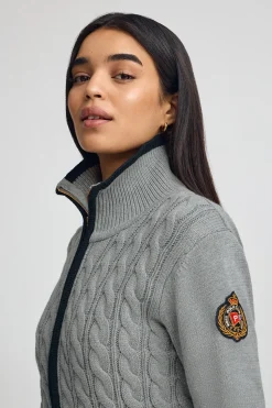 Cárdigan gris vigoré con parche naútico Polo Club