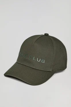Gorra verde caqui con logo engomado y print Polo Club