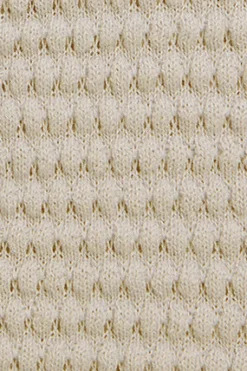 Jersey abotonado de punto beige Lirio con monograma bordado