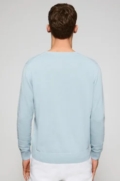 Jersey azul claro de punto con cuello redondo y bordado Rigby Go