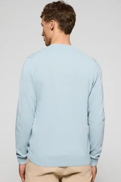 Jersey azul claro de punto con cuello de pico y bordado Rigby Go