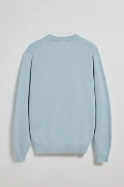 Jersey azul claro de punto con cuello de pico y bordado Rigby Go