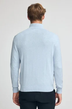 Jersey azul claro vigoré de media cremallera y mezcla de lana con bordado Rigby Go