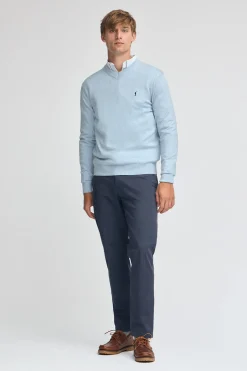 Jersey azul claro vigoré de cuello pico y mezcla lana con bordado Rigby Go