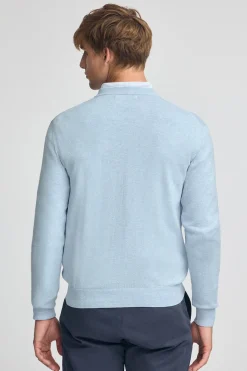 Jersey azul claro vigoré de cuello pico y mezcla lana con bordado Rigby Go