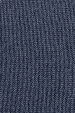 Jersey azul denim de media cremallera y mezcla de lana con bordado Rigby Go