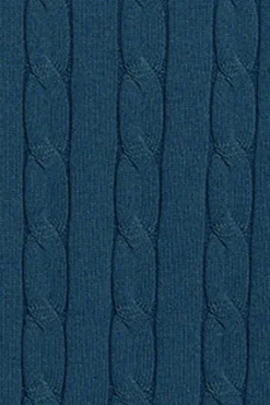 Jersey azul denim de punto trenzado de cuello redondo y bordado Rigby Go