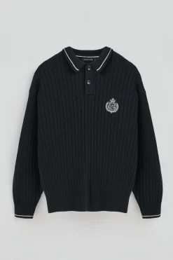 Jersey azul marino de cuello polo y parche naútico Polo Club