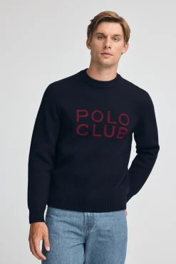 Jersey azul marino de punto con logo Polo Club en contraste