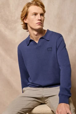 Jersey azul Martin de cuello polo y pico con detalle Polo Club