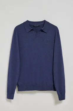 Jersey azul Martin de cuello polo y pico con detalle Polo Club