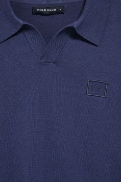 Jersey azul Martin de cuello polo y pico con detalle Polo Club