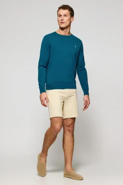 Jersey azul verdoso de punto con cuello redondo y bordado Rigby Go