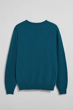 Jersey azul verdoso de punto con cuello redondo y bordado Rigby Go