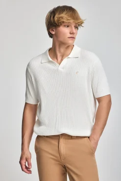 Jersey beige acanalado Jay con monograma bordado