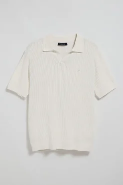 Jersey beige acanalado Jay con monograma bordado