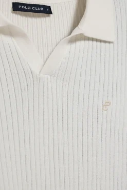 Jersey beige acanalado Jay con monograma bordado