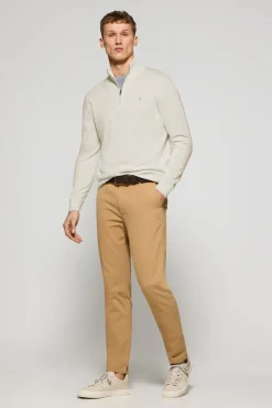 Jersey beige con cremallera y bordado Rigby Best