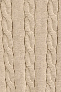 Jersey beige de cuello vuelto y punto trenzado en mezcla de lana con bordado Rigby Go