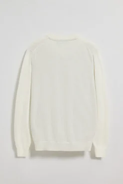 Jersey beige de punto con cuello de pico y bordado Rigby Go
