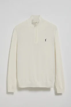Jersey beige de punto con cremallera y logo bordado Rigby Go