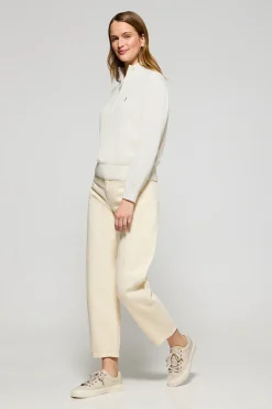 Jersey beige de punto con media cremallera y bordado Rigby Go