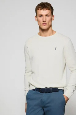 Jersey beige de punto con cuello redondo y bordado Rigby Go