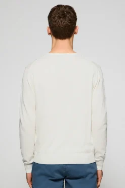 Jersey beige de punto con cuello redondo y bordado Rigby Go