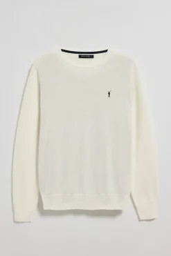 Jersey beige de punto con cuello redondo y bordado Rigby Go