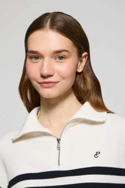 Jersey beige de punto Jisoo con monograma bordado