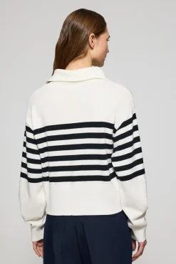 Jersey beige de punto Jisoo con monograma bordado