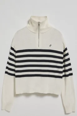 Jersey beige de punto Jisoo con monograma bordado