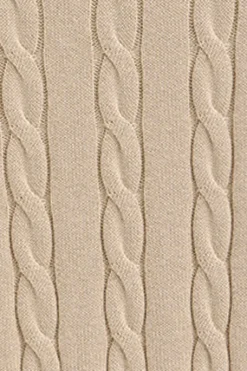 Jersey beige de punto trenzado en mezcla de lana con media cremallera y bordado Rigby Go