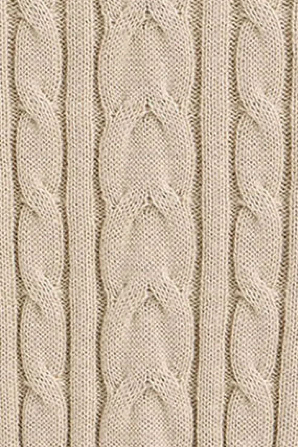Jersey beige de punto trenzado en mezcla de lana con cuello polo y bordado Rigby Go