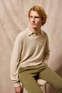 Jersey beige Martin de cuello polo y pico con detalle Polo Club