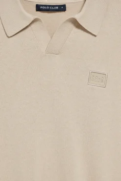 Jersey beige Martin de cuello polo y pico con detalle Polo Club