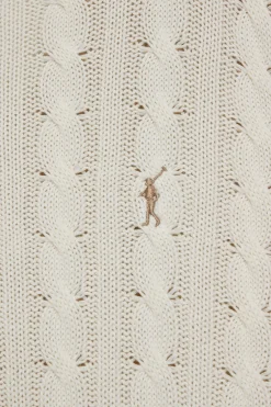Jersey beige trenzado de cuello redondo y bordado Rigby Go