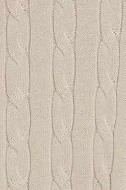 Jersey beige trenzado de escote en pico con monograma bordado