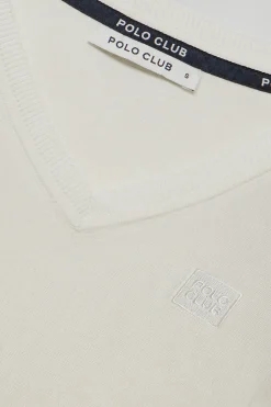 Jersey básico color hielo de cuello pico y logo bordado al tono