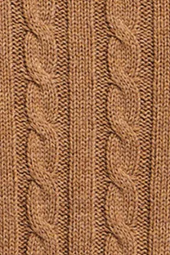 Jersey camel vigoré de punto trenzado y cuello polo