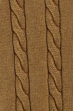 Jersey color camel trenzado garment dye con logo bordado