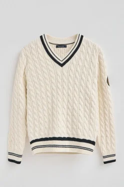 Jersey color crudo con cuello de pico y parche náutico Polo Club