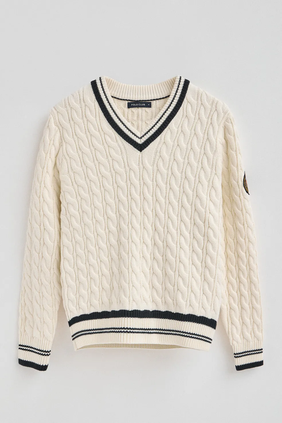 Jersey color crudo con cuello de pico y parche náutico Polo Club