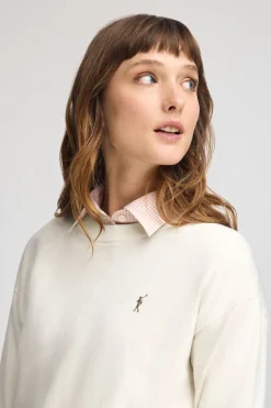 Jersey color crudo de cuello redondo con mezcla de lana y bordado Rigby Go