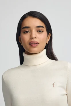 Jersey color crudo de cuello vuelto en mezcla de lana con bordado Rigby Go