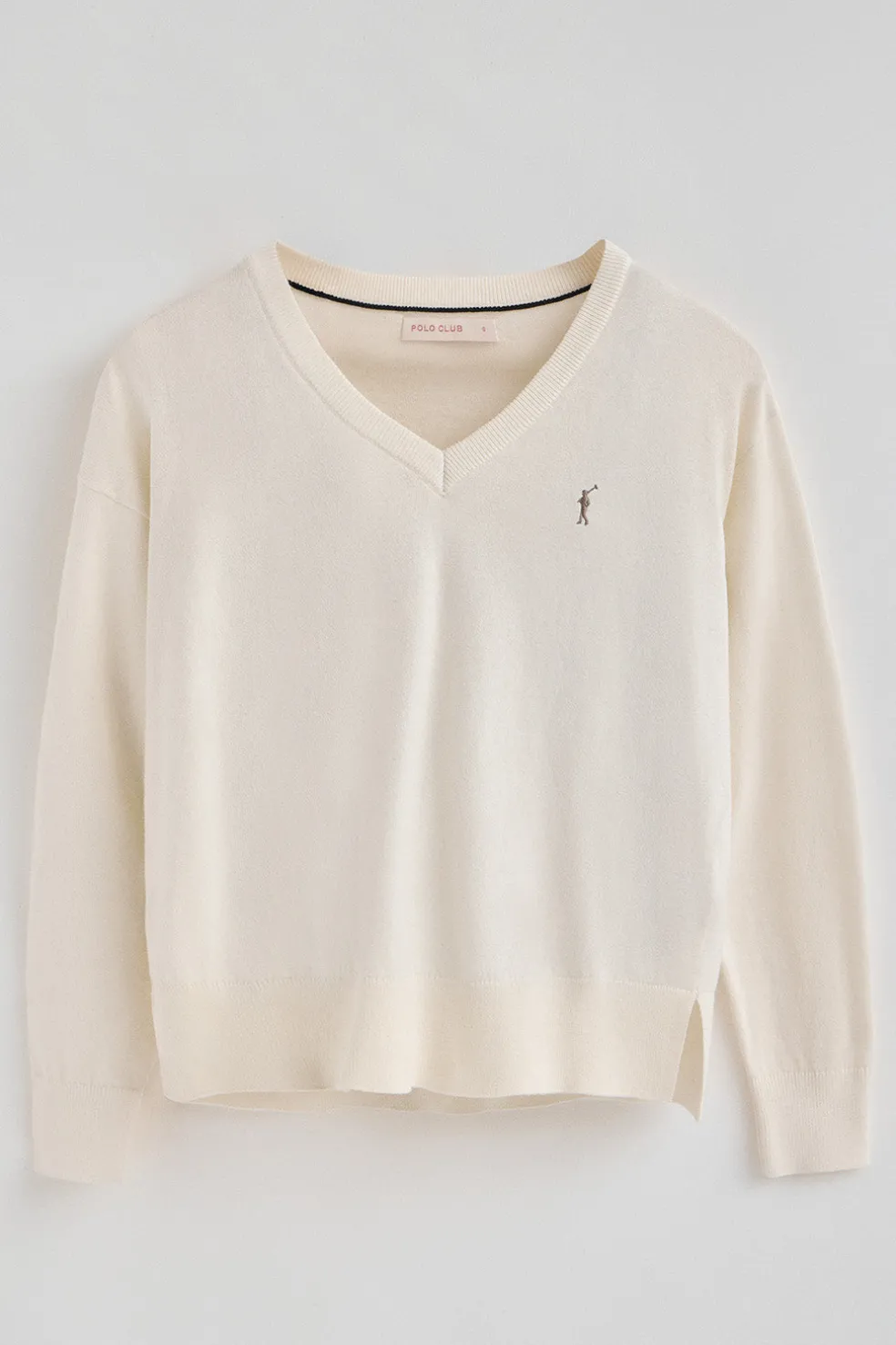 Jersey color crudo de cuello pico con mezcla de lana y bordado Rigby Go
